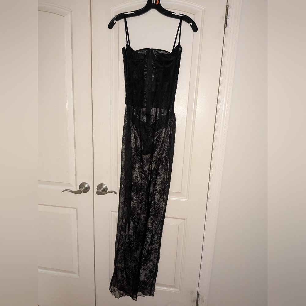 1. NWT SKIMS ULTRA FINE LACE STRAPLESS CORSET LONG DRESS - Picture 12 of 14